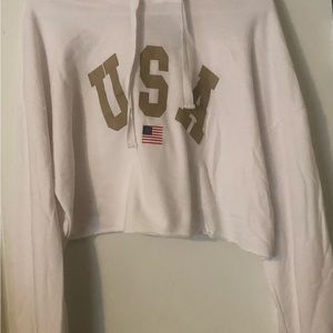 USA cropped pullover hoodie